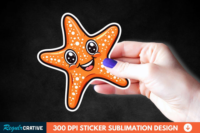 Cartoon Starfish Sticker Clipart Sublimation Regulrcrative 
