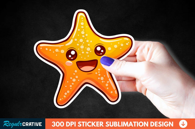 Cartoon Starfish Sticker Clipart Sublimation Regulrcrative 