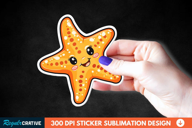 Cartoon Starfish Sticker Clipart Sublimation Regulrcrative 