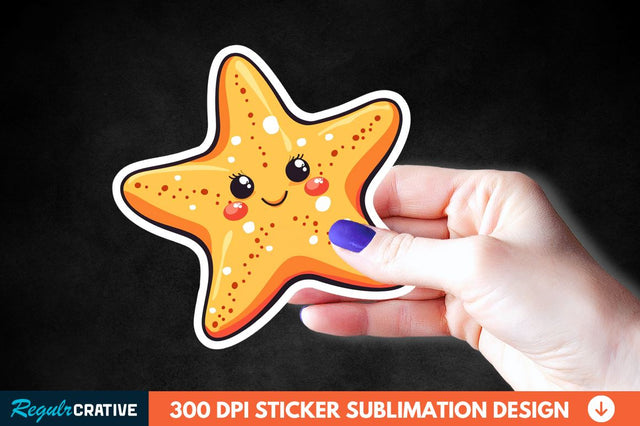Cartoon Starfish Sticker Clipart Sublimation Regulrcrative 