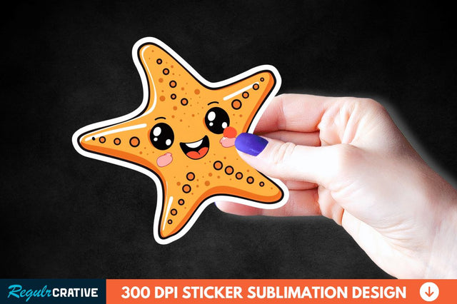 Cartoon Starfish Sticker Clipart Sublimation Regulrcrative 