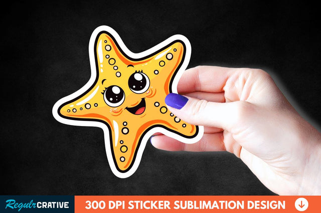 Cartoon Starfish Sticker Clipart Sublimation Regulrcrative 