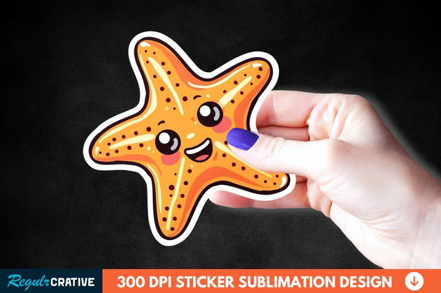 Cartoon Starfish Sticker Clipart Sublimation Regulrcrative 