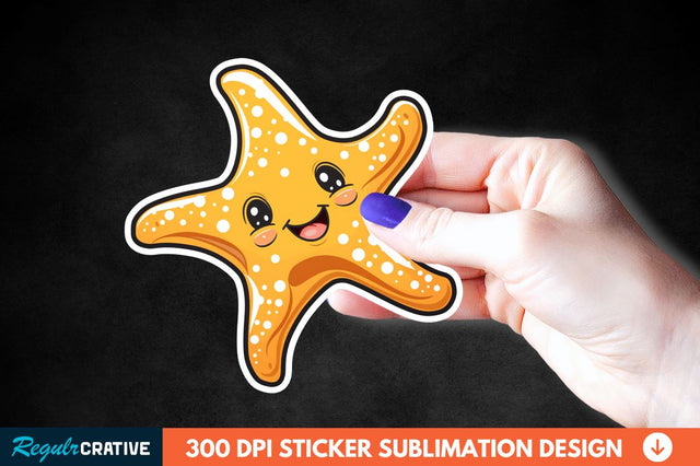 Cartoon Starfish Sticker Clipart Sublimation Regulrcrative 