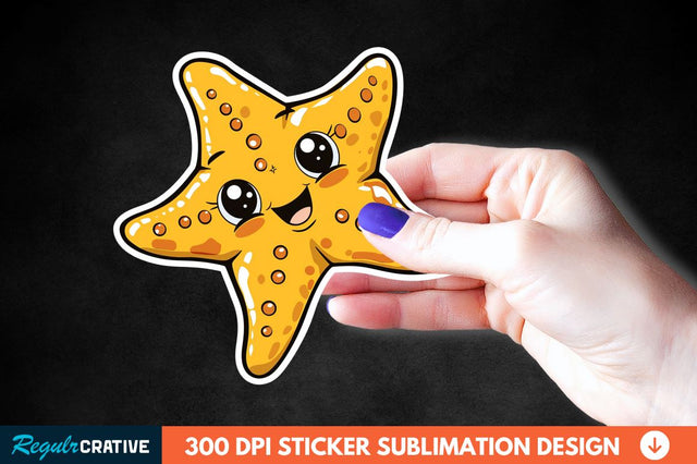 Cartoon Starfish Sticker Clipart Sublimation Regulrcrative 
