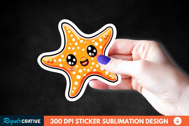 Cartoon Starfish Sticker Clipart Sublimation Regulrcrative 