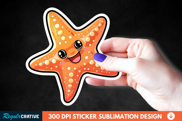 Cartoon Starfish Sticker Clipart Sublimation Regulrcrative 