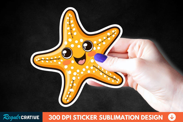 Cartoon Starfish Sticker Clipart Sublimation Regulrcrative 