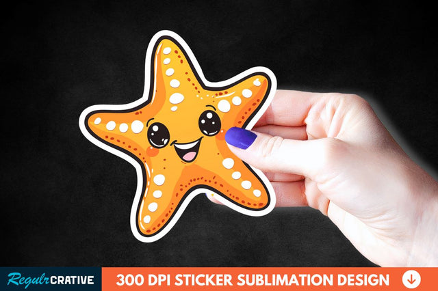 Cartoon Starfish Sticker Clipart Sublimation Regulrcrative 