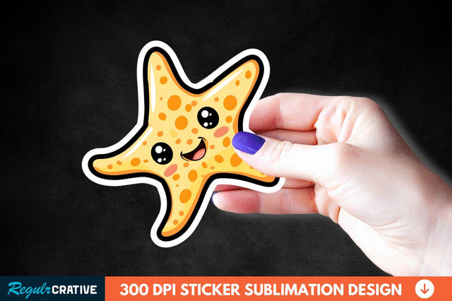 Cartoon Starfish Sticker Clipart Sublimation Regulrcrative 