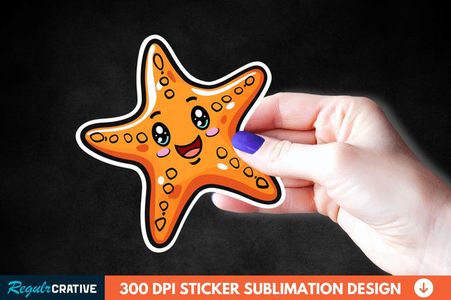 Cartoon Starfish Sticker Clipart Sublimation Regulrcrative 