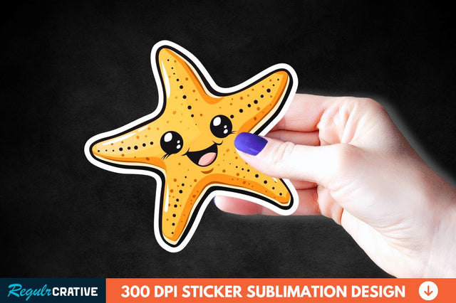 Cartoon Starfish Sticker Clipart Sublimation Regulrcrative 