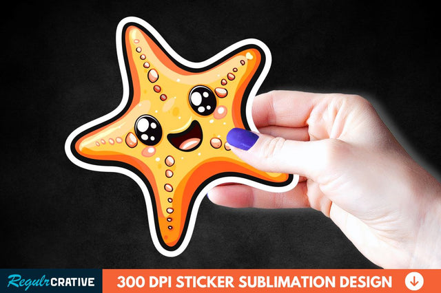 Cartoon Starfish Sticker Clipart Sublimation Regulrcrative 