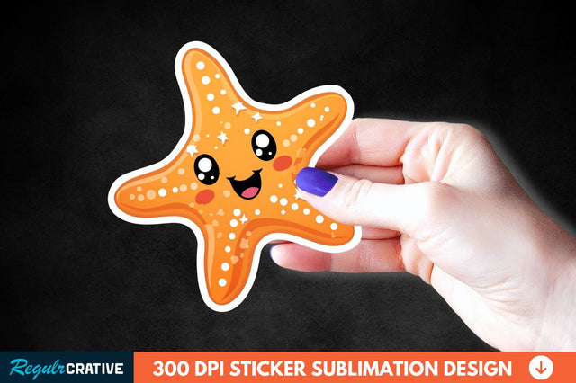 Cartoon Starfish Sticker Clipart Sublimation Regulrcrative 