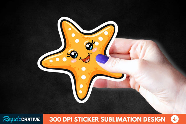 Cartoon Starfish Sticker Clipart Sublimation Regulrcrative 