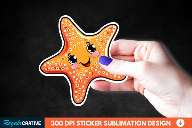 Cartoon Starfish Sticker Clipart Sublimation Regulrcrative 
