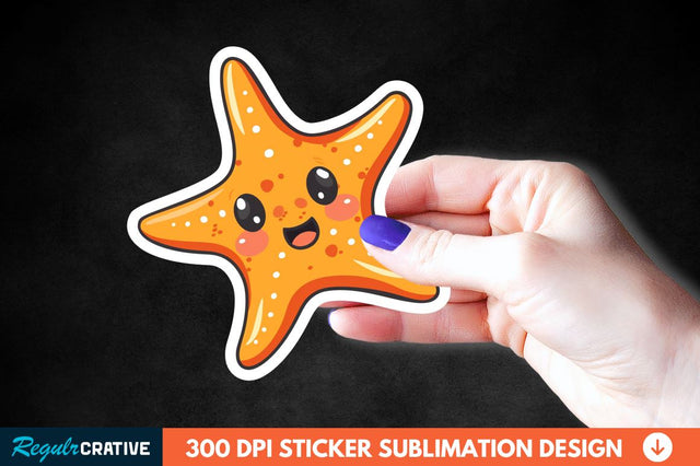 Cartoon Starfish Sticker Clipart Sublimation Regulrcrative 