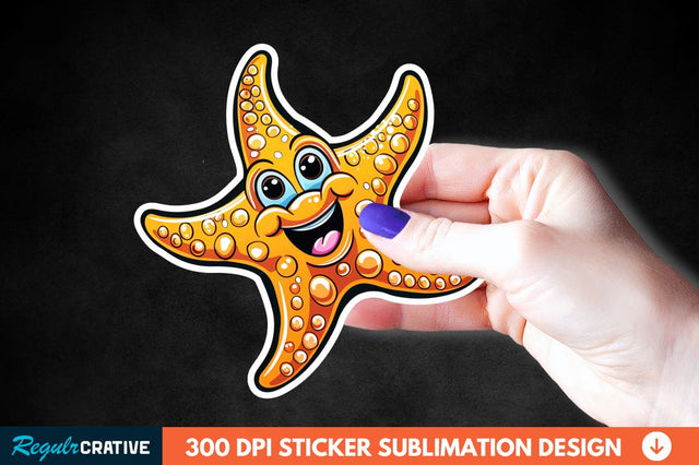 Cartoon Starfish Sticker Clipart Sublimation Regulrcrative 