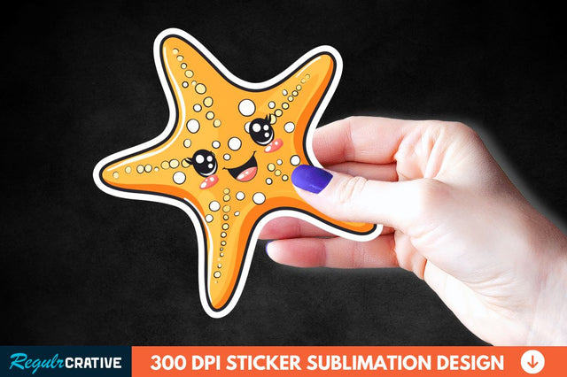Cartoon Starfish Sticker Clipart Sublimation Regulrcrative 