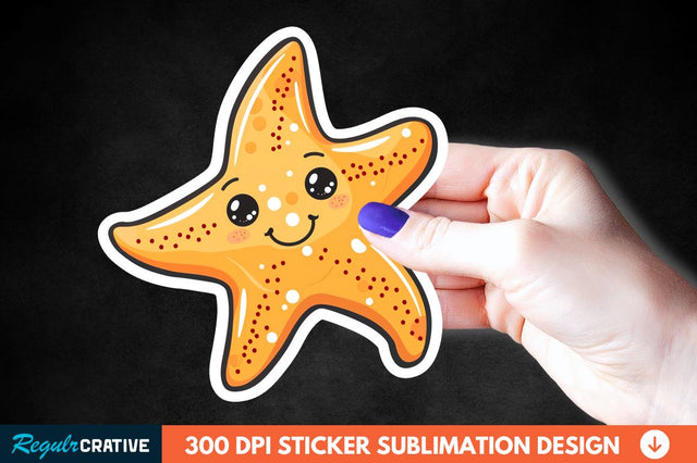Cartoon Starfish Sticker Clipart Sublimation Regulrcrative 