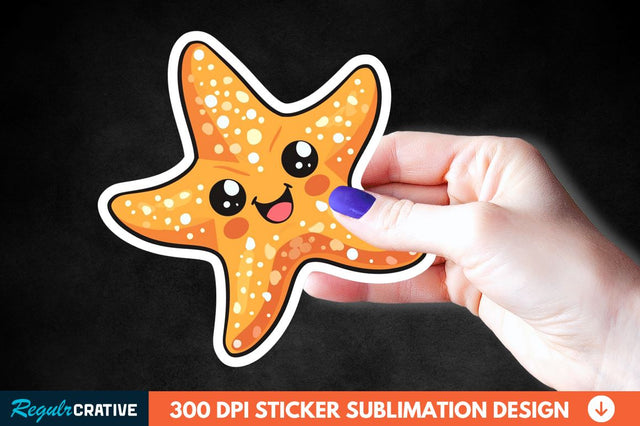 Cartoon Starfish Sticker Clipart Sublimation Regulrcrative 