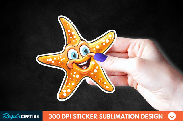 Cartoon Starfish Sticker Clipart Sublimation Regulrcrative 