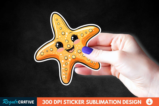 Cartoon Starfish Sticker Clipart Sublimation Regulrcrative 