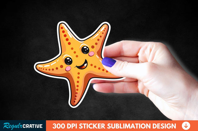 Cartoon Starfish Sticker Clipart Sublimation Regulrcrative 