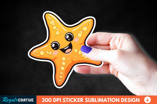 Cartoon Starfish Sticker Clipart Sublimation Regulrcrative 