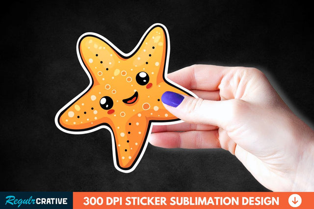 Cartoon Starfish Sticker Clipart Sublimation Regulrcrative 