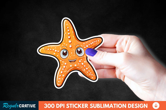 Cartoon Starfish Sticker Clipart Sublimation Regulrcrative 