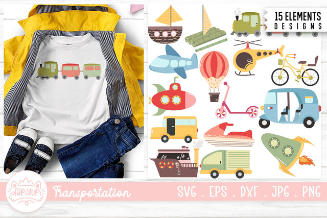 Cartoon Transportation Clipart Bundle SVG dapiyupi store 