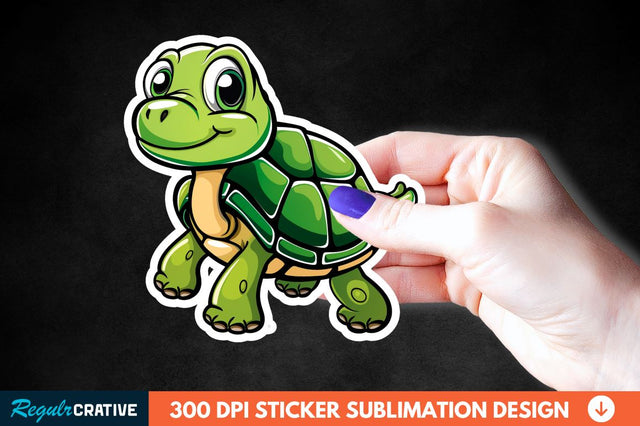 Cartoon Turtle Sticker Clipart Sublimation Regulrcrative 