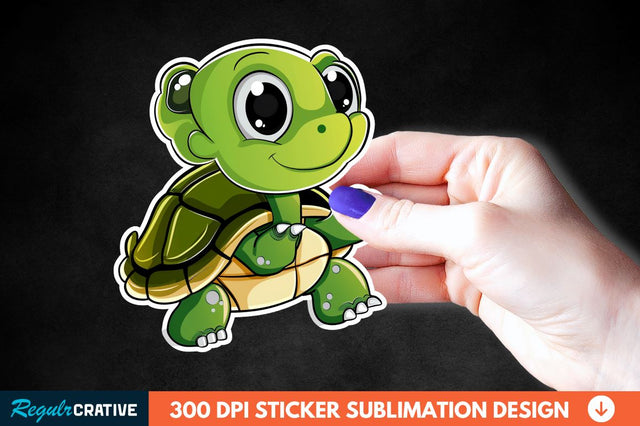 Cartoon Turtle Sticker Clipart Sublimation Regulrcrative 