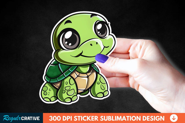 Cartoon Turtle Sticker Clipart Sublimation Regulrcrative 