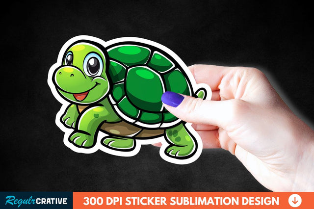 Cartoon Turtle Sticker Clipart Sublimation Regulrcrative 