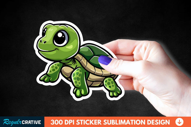 Cartoon Turtle Sticker Clipart Sublimation Regulrcrative 