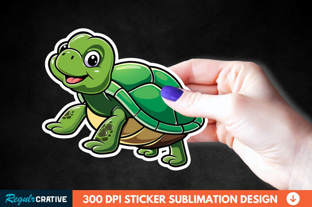 Cartoon Turtle Sticker Clipart Sublimation Regulrcrative 