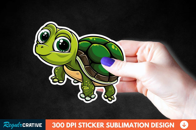 Cartoon Turtle Sticker Clipart Sublimation Regulrcrative 