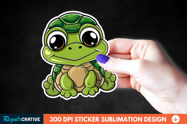 Cartoon Turtle Sticker Clipart Sublimation Regulrcrative 