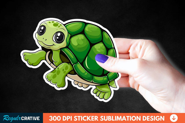 Cartoon Turtle Sticker Clipart Sublimation Regulrcrative 