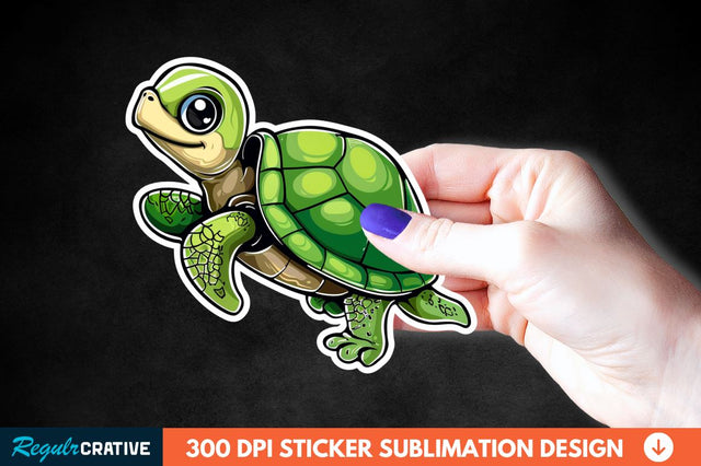 Cartoon Turtle Sticker Clipart Sublimation Regulrcrative 