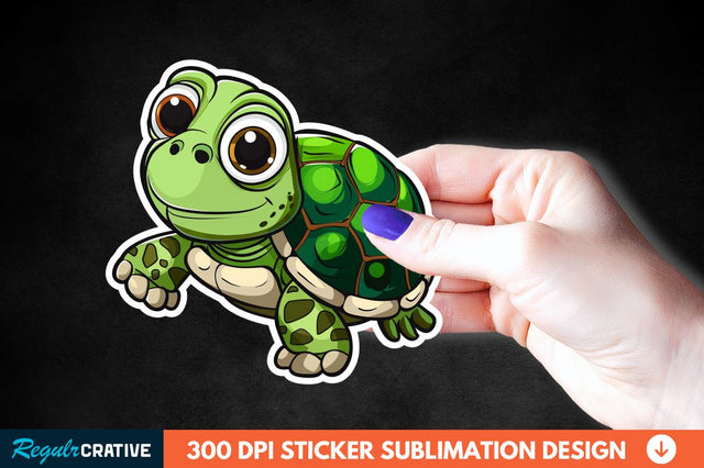 Cartoon Turtle Sticker Clipart Sublimation Regulrcrative 