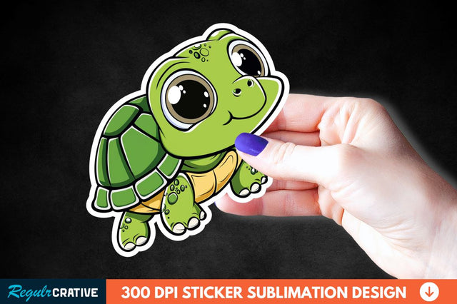 Cartoon Turtle Sticker Clipart Sublimation Regulrcrative 