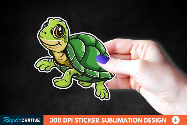 Cartoon Turtle Sticker Clipart Sublimation Regulrcrative 