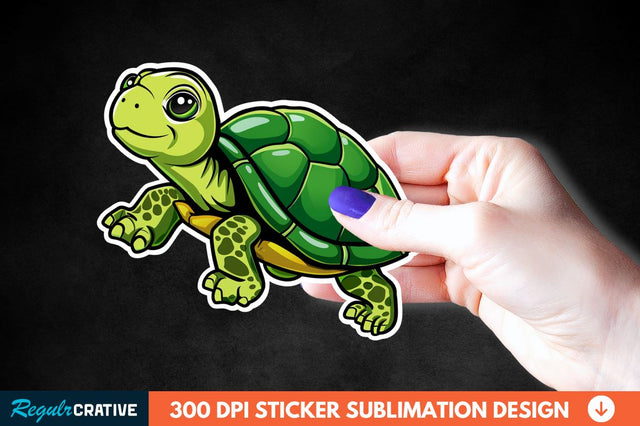 Cartoon Turtle Sticker Clipart Sublimation Regulrcrative 