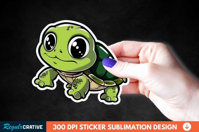 Cartoon Turtle Sticker Clipart Sublimation Regulrcrative 