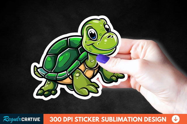Cartoon Turtle Sticker Clipart Sublimation Regulrcrative 
