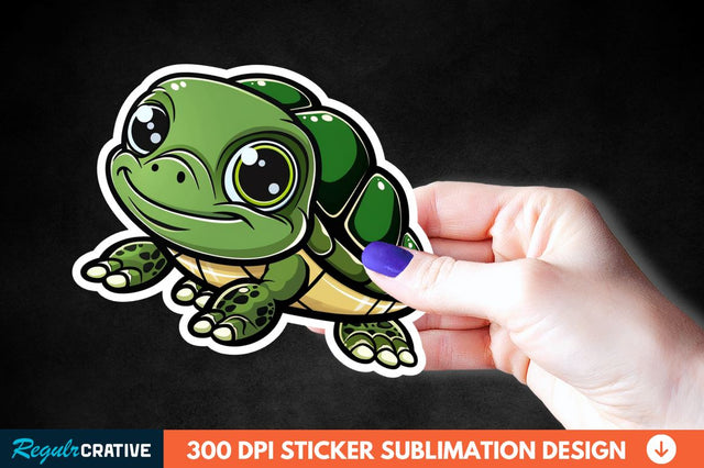 Cartoon Turtle Sticker Clipart Sublimation Regulrcrative 
