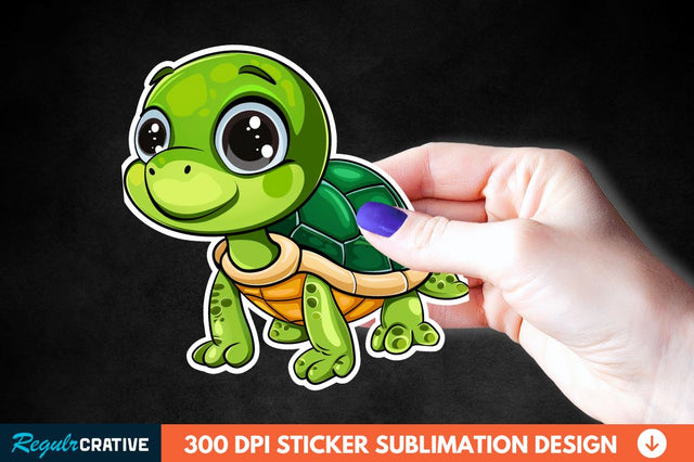 Cartoon Turtle Sticker Clipart Sublimation Regulrcrative 